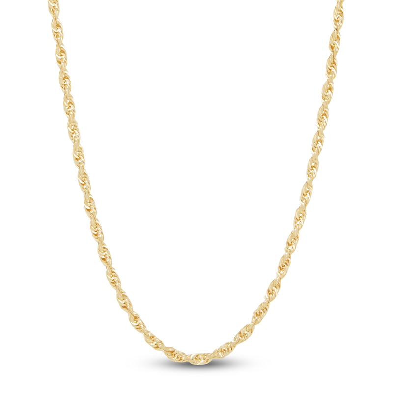Main Image 1 of Glitter Rope Chain Necklace 1.6mm Solid 14K Yellow Gold 16"