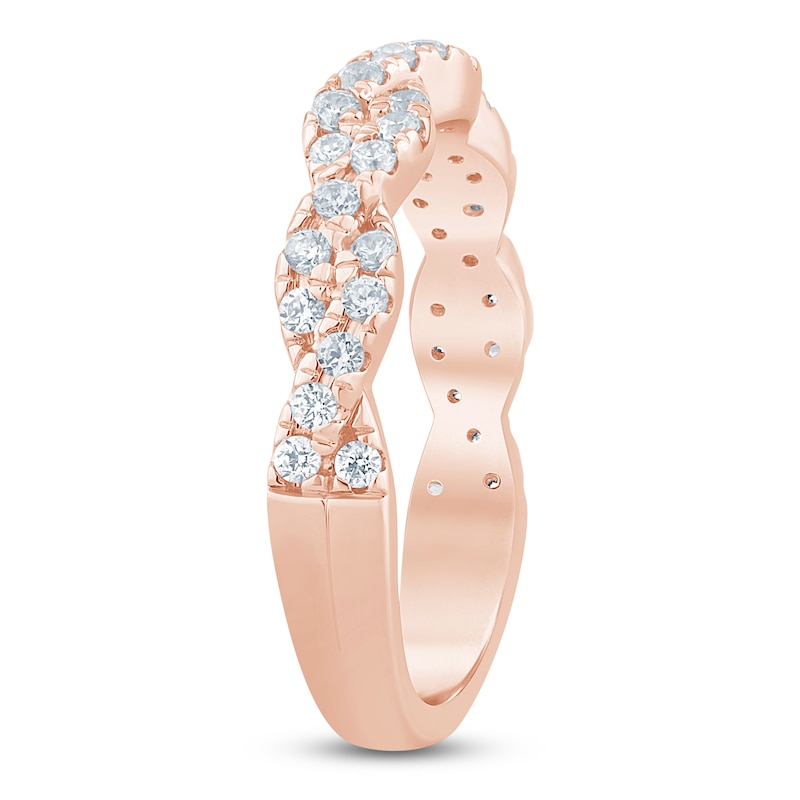 Main Image 2 of Lab-Grown Diamond Twist Anniversary Ring 1/2 ct tw 14K Rose Gold