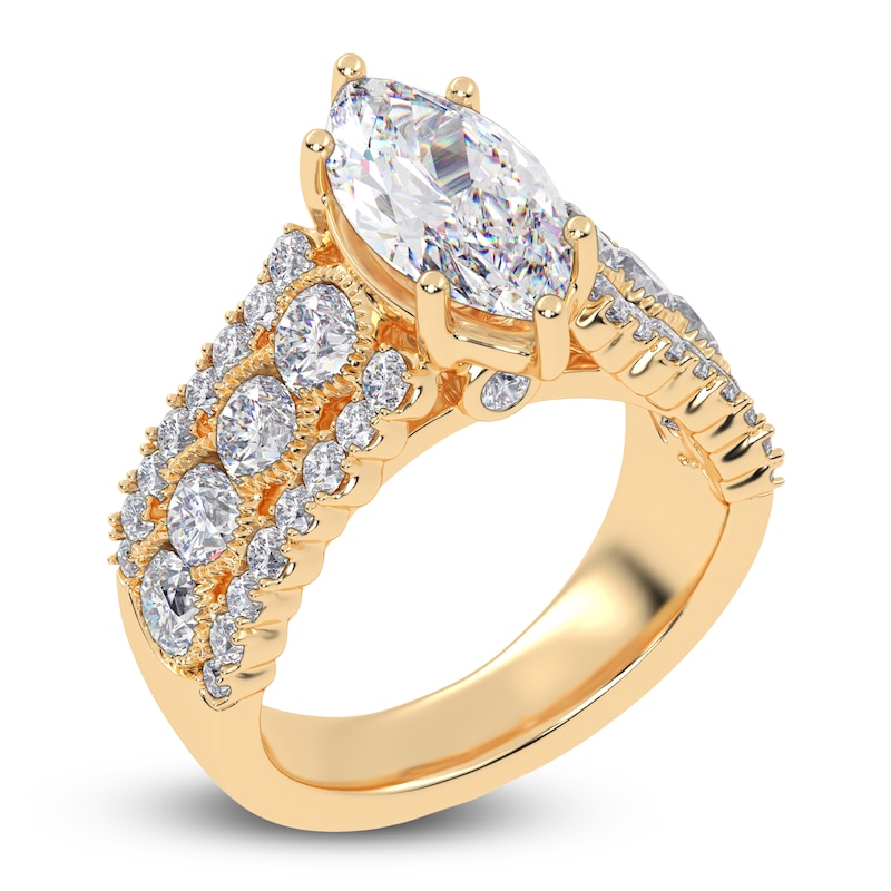 Main Image 2 of Marquise-Cut Lab-Grown Diamond Engagement Ring 3-3/4 ct tw 14K Yellow Gold