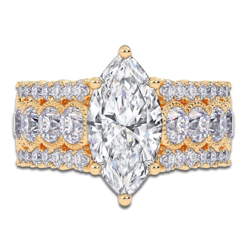 Main Image 3 of Marquise-Cut Lab-Grown Diamond Engagement Ring 3-3/4 ct tw 14K Yellow Gold