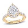 Thumbnail Image 1 of Pear-Shaped Lab-Grown Diamond Halo Engagement Ring 2 ct tw 14K Yellow Gold
