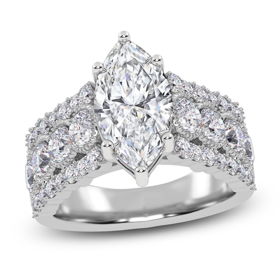 Marquise-Cut Lab-Grown Diamond Engagement Ring 3-3/4 ct tw 14K White Gold