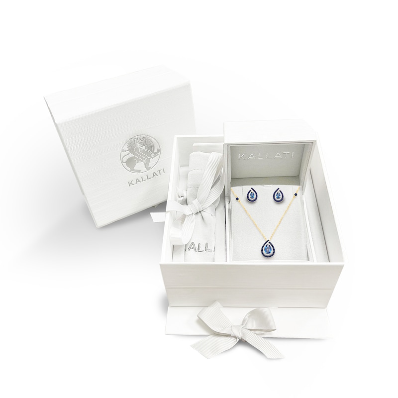 Main Image 1 of Kallati Pear-Shaped Natural London Blue Topaz, Natural Blue Sapphire & Diamond Gift Set 1/6 ct tw 14K Yellow Gold
