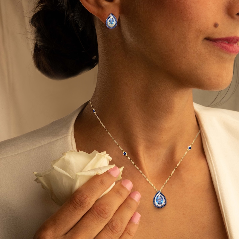 Main Image 7 of Kallati Pear-Shaped Natural London Blue Topaz, Natural Blue Sapphire & Diamond Gift Set 1/6 ct tw 14K Yellow Gold