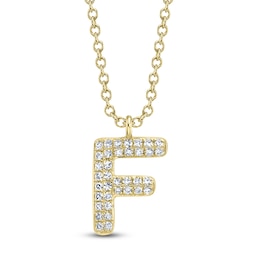 Shy Creation Bubble "F" Diamond Initial Necklace 1/15 ct tw 14K Yellow Gold 18" SC55028332-F