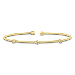 Shy Creation Corelli Collection Diamond Bezel Station Flex Bangle 1/15 ct tw 14K Yellow Gold B22001127ZS