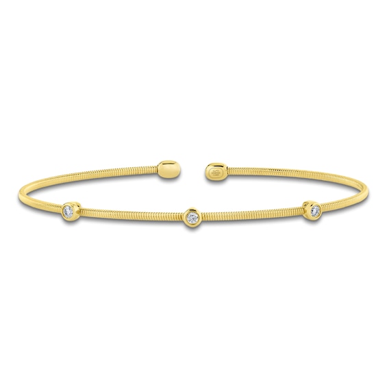 Shy Creation Corelli Collection Diamond Bezel Station Flex Bangle 1/15 ct tw 14K Yellow Gold B22001127ZS