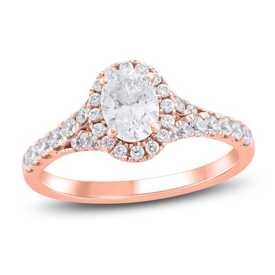 Chosen Certified Oval-Cut Diamond Halo Engagement Ring 1 ct tw 14K Rose Gold