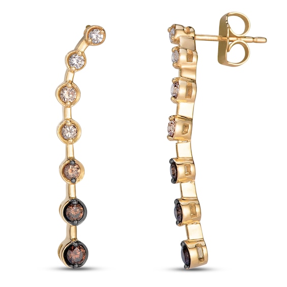 Le Vian Georgian Collection Diamond Station Curve Drop Earrings 1/2 ct tw 14K Honey Gold