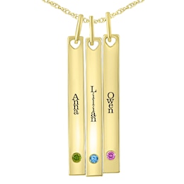 Round Birthstone Family & Mother's Vertical Bar Necklace (1-3 Stones and Lines)