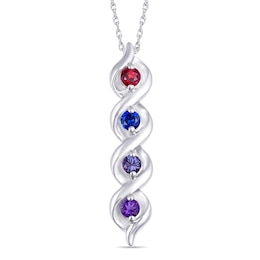Birthstone Family & Mother's S-Curve Vertical Bar Necklace (1-4 Stones)