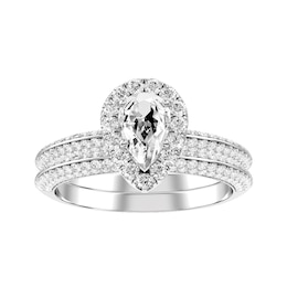 Pear Diamond Bridal Ring and Matching Band