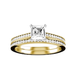 Diamond Bridal Ring 3/4 ct tw 10K White and Yellow Gold and Diamond Wedding Band 1/5 ct tw 10K Yellow Gold