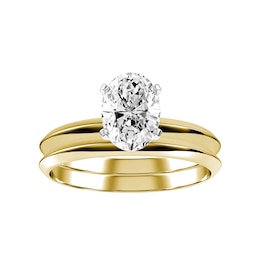 Diamond Bridal Ring 3/4 ct tw 10K White and Yellow Gold and Wedding Band 10K Yellow Gold