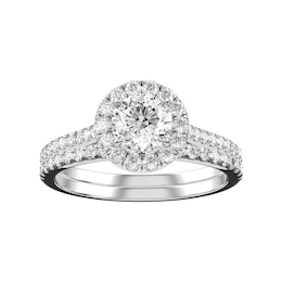 Diamond Bridal Ring 7/8 ct tw 10K White Gold and Diamond Wedding Band 1/5 ct tw 10K White Gold