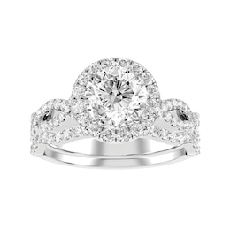 Diamond Bridal Ring 1 1/3 ct tw 10K White Gold and Diamond Wedding Band 1/5 ct tw 10K White Gold