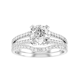Diamond Bridal Ring 1 1/2 ct tw 10K White Gold and Diamond Wedding Band 1/3 ct tw 10K White Gold
