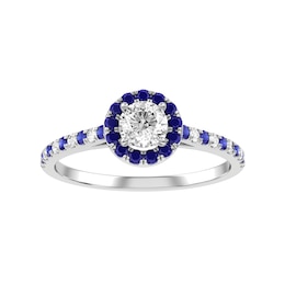Diamond and Sapphire Bridal Ring 3/8 ct tw 10K White Gold