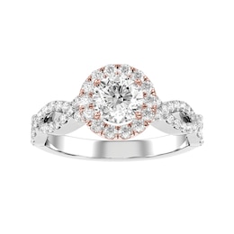 Diamond Bridal Ring 7/8 ct tw 10K Rose and White Gold