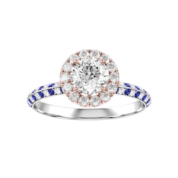 Diamond and Sapphire Bridal Ring 3/4 ct tw 10K Rose and White Gold