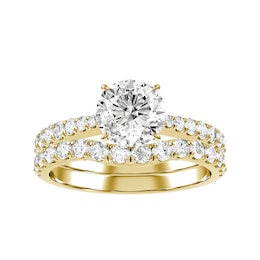 Diamond Bridal Ring 1 ct tw 10K Yellow Gold and Diamond Wedding Band 1/4 ct tw 10K Yellow Gold