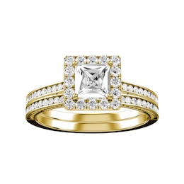 Diamond Bridal Ring 7/8 ct tw 10K Yellow Gold and Diamond Wedding Band 1/5 ct tw 10K Yellow Gold