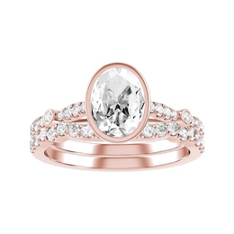 Oval Diamond Bridal Ring and Matching Band