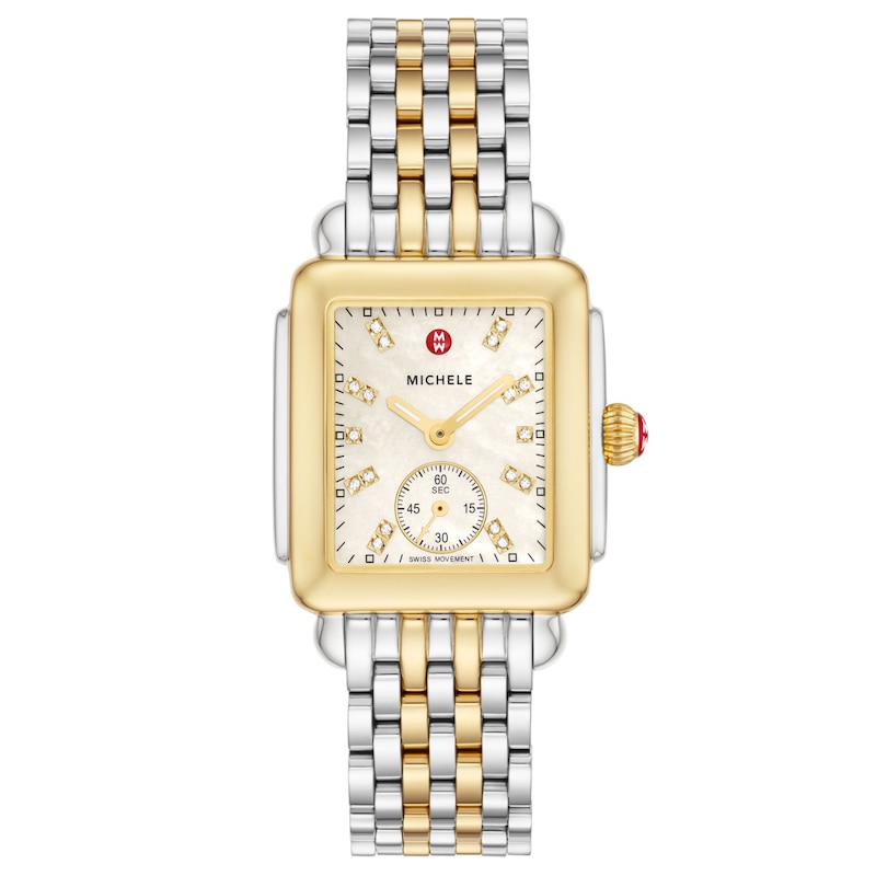 Main Image 1 of MICHELE Women's Watch Deco Mid Two-Tone 18K Gold-Plated Stainless Steel MWW06V000042