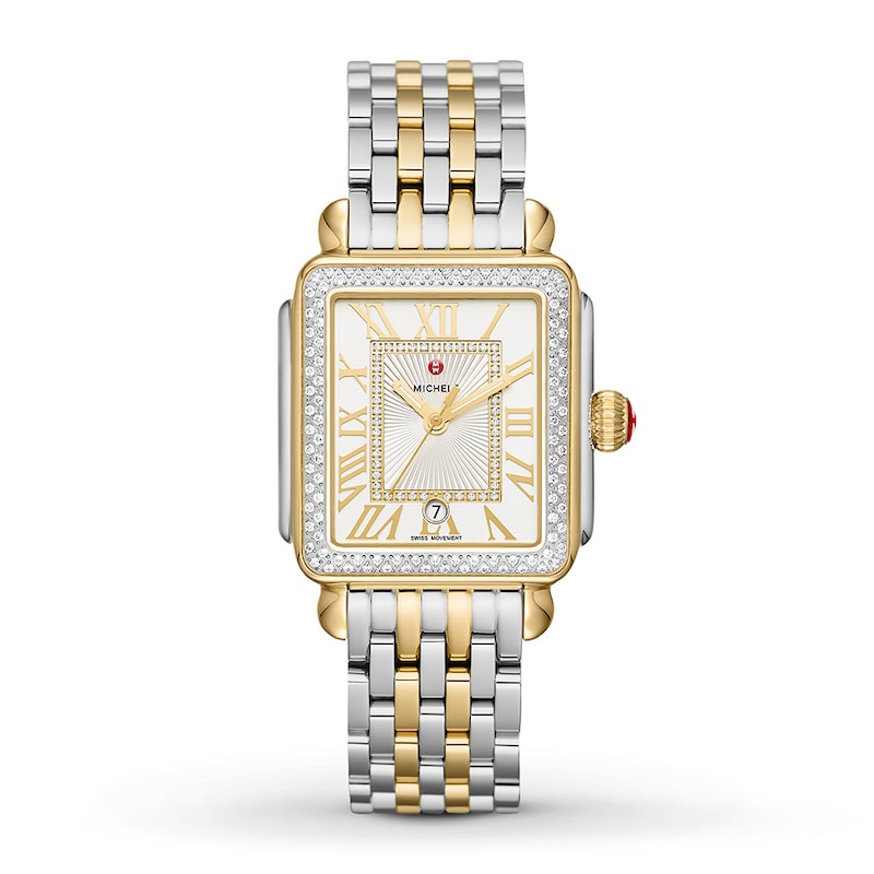 Main Image 1 of MICHELE Women's Deco Madison Two-Tone 18K Gold-Plated Stainless Steel Watch MWW06T000144