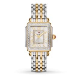 MICHELE Women's Deco Madison Mid Two-Tone 18K Gold-Plated Stainless Steel Watch MWW06G000002