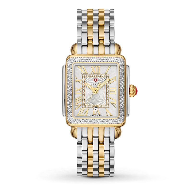 Main Image 1 of MICHELE Women's Deco Madison Mid Two-Tone 18K Gold-Plated Stainless Steel Watch MWW06G000002