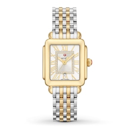 MICHELE Women's Deco Madison Mid Two-Tone 18K Gold-Plated Stainless Steel Watch MWW06G000013