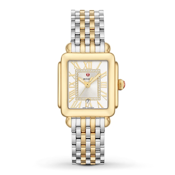 MICHELE Women's Deco Madison Mid Two-Tone 18K Gold-Plated Stainless Steel Watch MWW06G000013