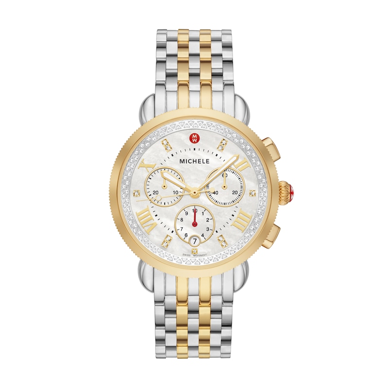 Main Image 1 of MICHELE Sporty Sport Sail Women's Chronograph 18K Gold-Plated Stainless Steel Watch MWW01C000142