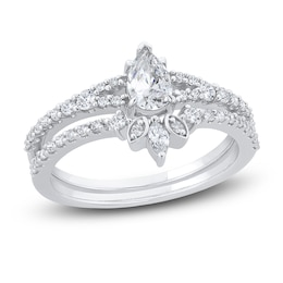 Diamond Bridal Set 3/4 ct tw Pear-shaped/Round/Marquise 14K White Gold