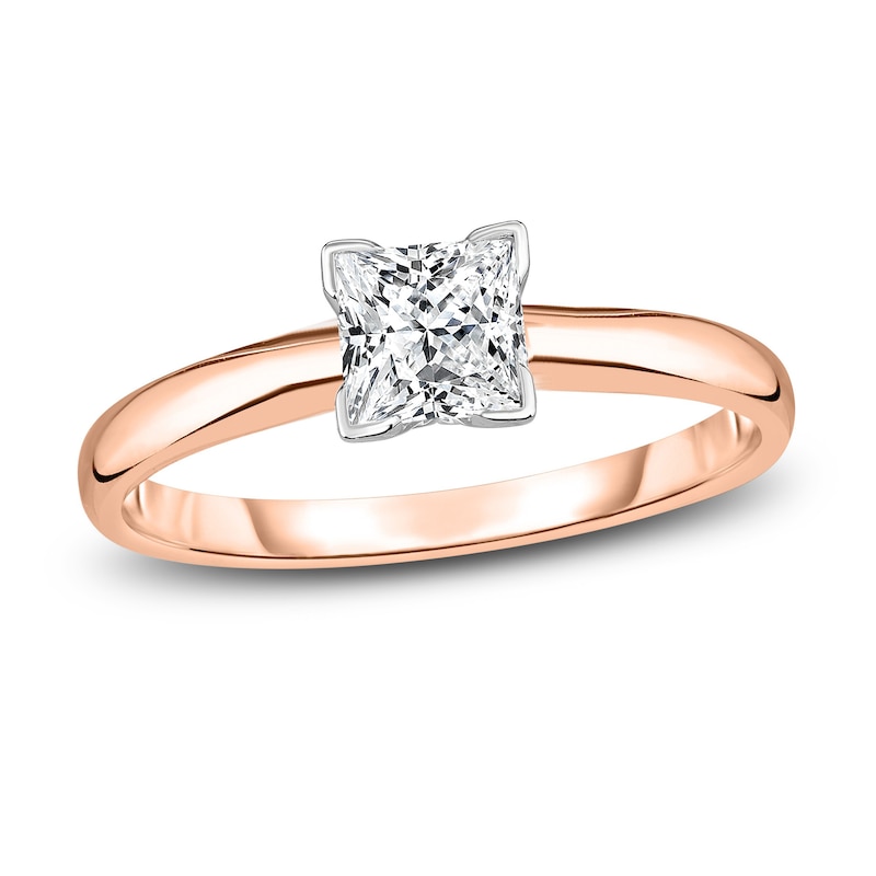 Main Image 1 of Diamond Solitaire Engagement Ring 1/3 ct tw Princess 14K Rose Gold (I2/I)