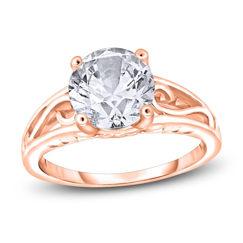 Main Image 1 of Diamond Solitaire Scroll Engagement Ring 1-1/2 ct tw Round 14K Rose Gold (I2/I)