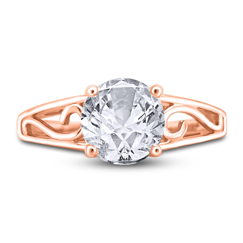 Main Image 3 of Diamond Solitaire Scroll Engagement Ring 1-1/2 ct tw Round 14K Rose Gold (I2/I)