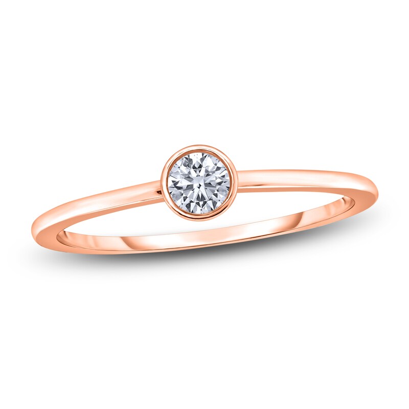 Main Image 1 of Diamond Solitaire Engagement Ring 1/4 ct tw Bezel-Set Round 14K Rose Gold (I2/I)