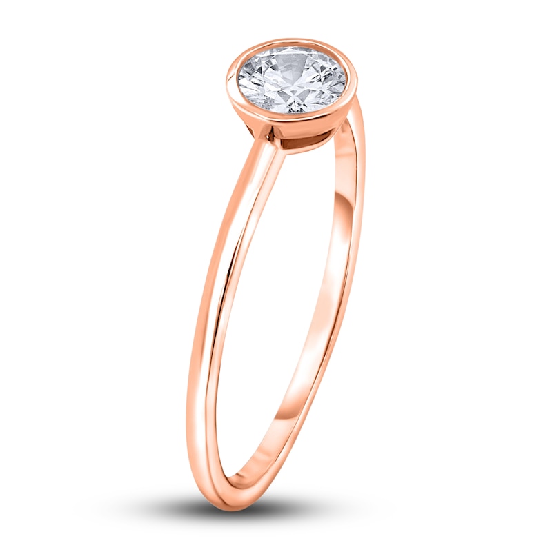 Main Image 2 of Diamond Solitaire Engagement Ring 1/4 ct tw Bezel-Set Round 14K Rose Gold (I2/I)
