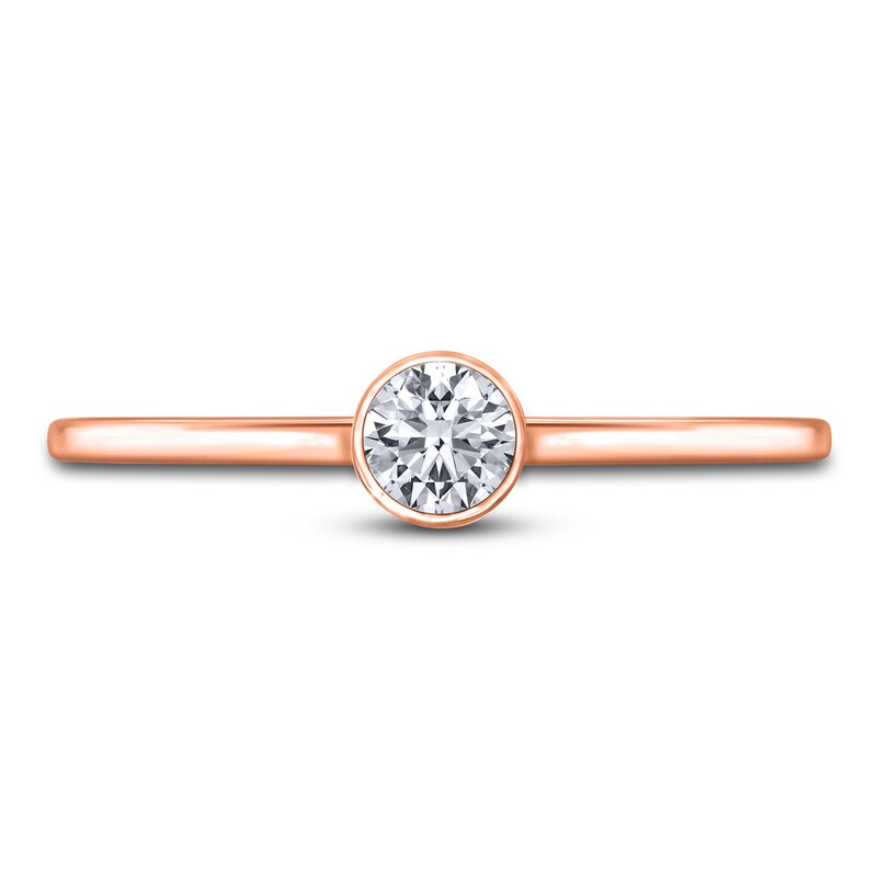 Main Image 3 of Diamond Solitaire Engagement Ring 1/4 ct tw Bezel-Set Round 14K Rose Gold (I2/I)
