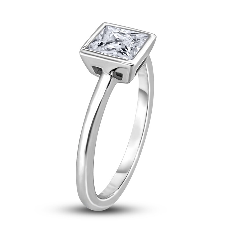 Main Image 2 of Diamond Solitaire Engagement Ring 1 ct tw Bezel-Set Princess 14K White Gold (I2/I)
