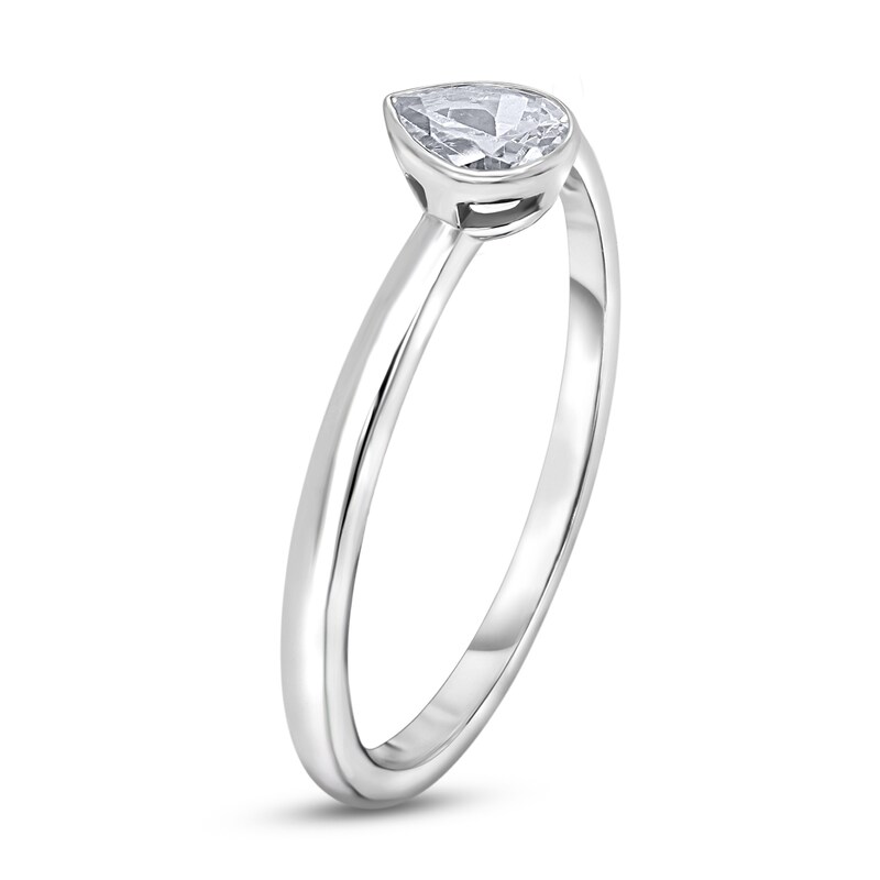 Main Image 2 of Diamond Solitaire Engagement Ring 1 ct tw Bezel-Set Pear-cut 14K White Gold (I2/I)