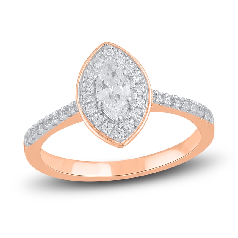 Main Image 1 of Diamond Engagement Ring 3/4 ct tw Marquise/Round 14K Rose Gold