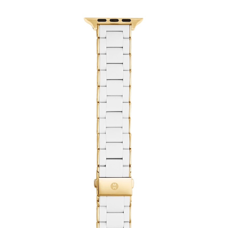 MICHELE White Silicone Stainless Steel Link Watch Strap MS20GN246100