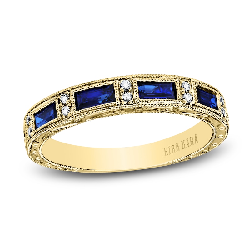 Main Image 1 of Kirk Kara Natural Blue Sapphire Anniversary Band 1/20 ct tw Diamonds 14K Yellow Gold