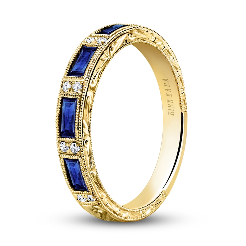 Main Image 2 of Kirk Kara Natural Blue Sapphire Anniversary Band 1/20 ct tw Diamonds 14K Yellow Gold