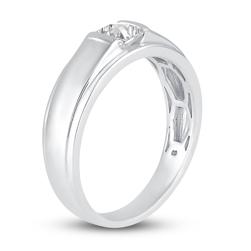 Main Image 2 of Men's Diamond Wedding Band 5/8 ct tw Square-cut 14K White Gold