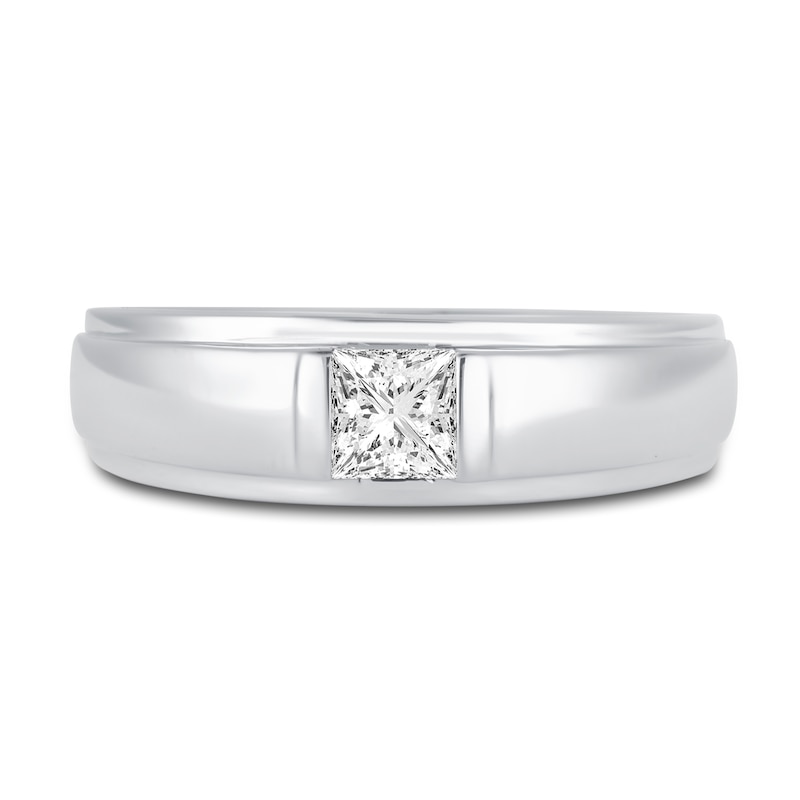 Main Image 3 of Men's Diamond Wedding Band 5/8 ct tw Square-cut 14K White Gold