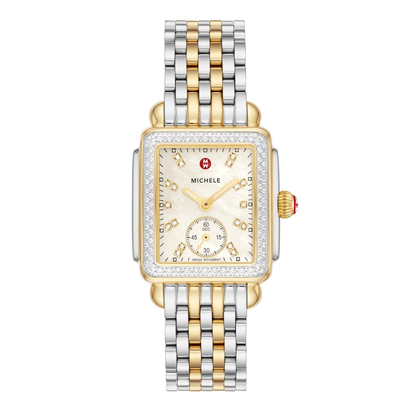Main Image 1 of MICHELE Women's Deco Mid Two-Tone 18K Gold-Plated Diamond Stainless Steel Watch MWW06V000123